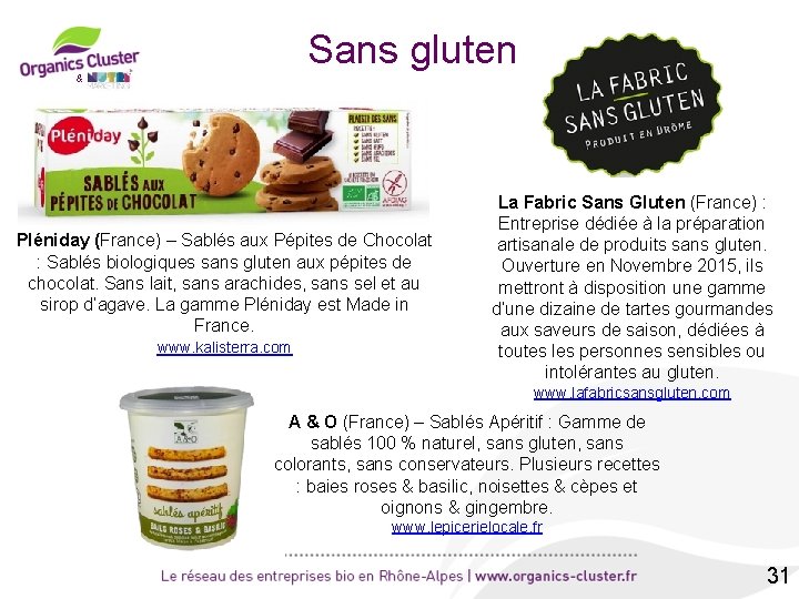 Sans gluten & Pléniday (France) – Sablés aux Pépites de Chocolat : Sablés biologiques
