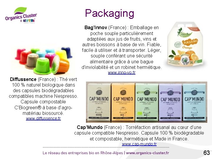 Packaging & Bag’Innov (France) : Emballage en poche souple particulièrement adaptées aux jus de