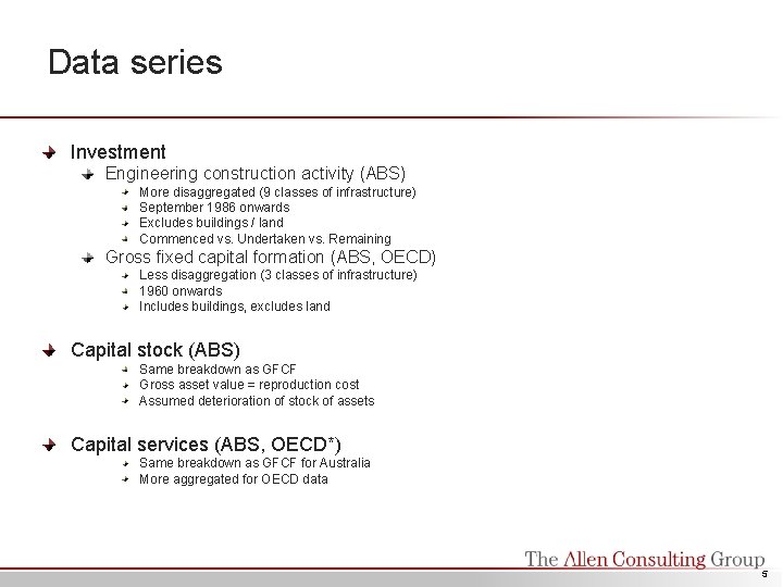 Data series Investment Engineering construction activity (ABS) More disaggregated (9 classes of infrastructure) September