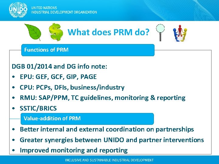 What does PRM do? Functions of PRM DGB 01/2014 and DG info note: • What does PRM do? Functions of PRM DGB 01/2014 and DG info note: •