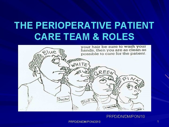 THE PERIOPERATIVE PATIENT CARE TEAM & ROLES PRPD/DN/DM/PON/10 PRPD/DN/DM/PON/2010 1 