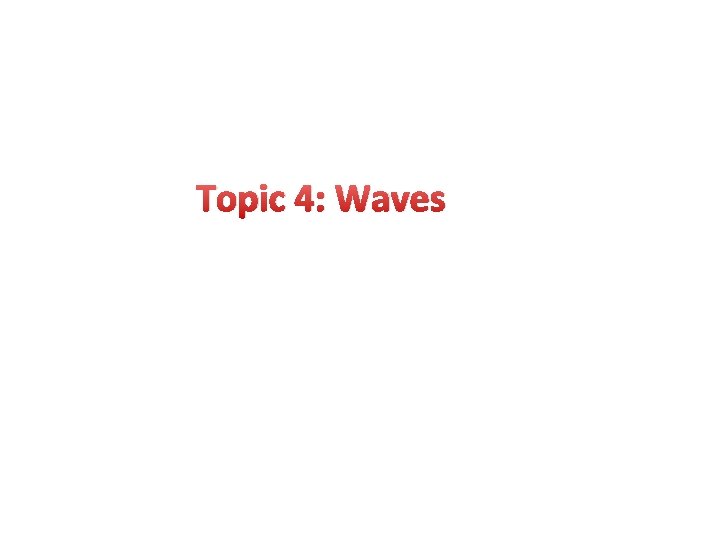 Topic 4: Waves 