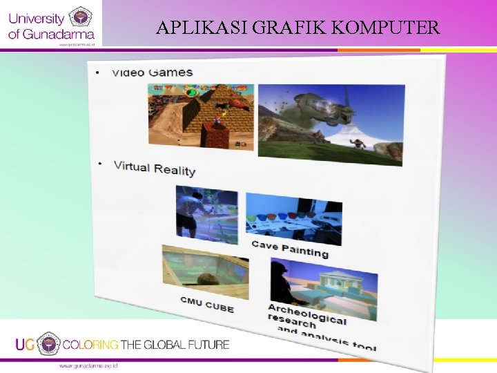 APLIKASI GRAFIK KOMPUTER APLIKASI GRAFIK KOMPUTER