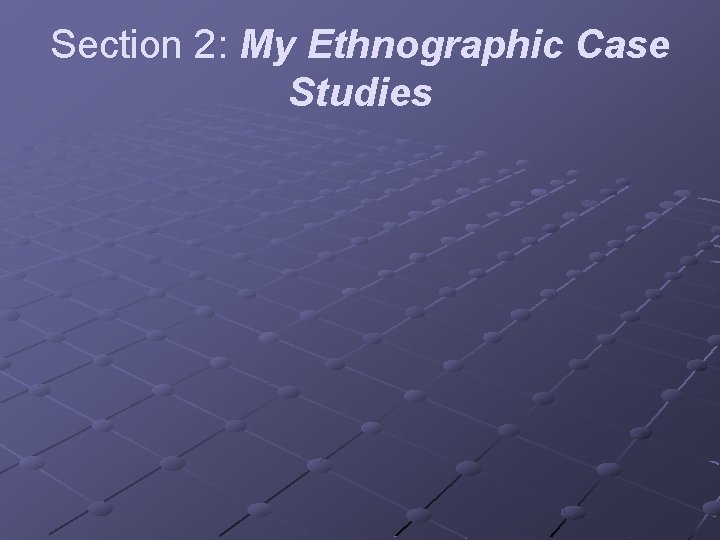 Section 2: My Ethnographic Case Studies 