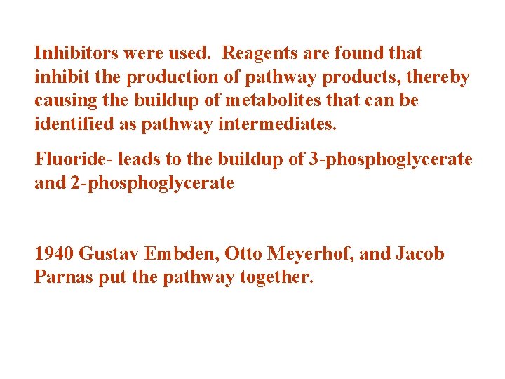 Inhibitors were used. Reagents are found that inhibit the production of pathway products, thereby