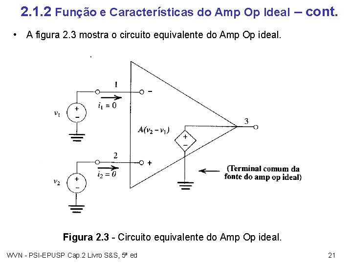 2. 1. 2 Função e Características do Amp Op Ideal – cont. • A