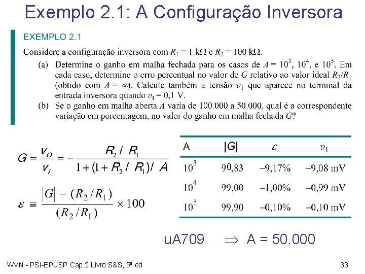 Exemplo 2. 1: A Configuração Inversora 0 u. A 709 A = 50. 000