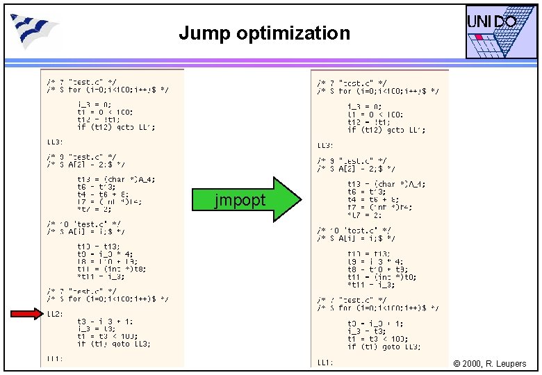 Jump optimization jmpopt © 2000, R. Leupers 
