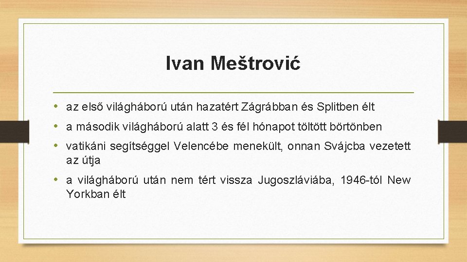 Ivan Meštrović • az első világháború után hazatért Zágrábban és Splitben élt • a