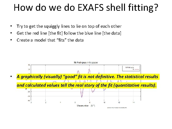 How do we do EXAFS shell fitting? • Try to get the squiggly lines