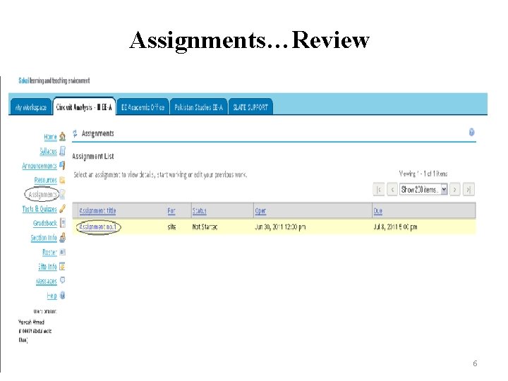 Assignments…Review 6 