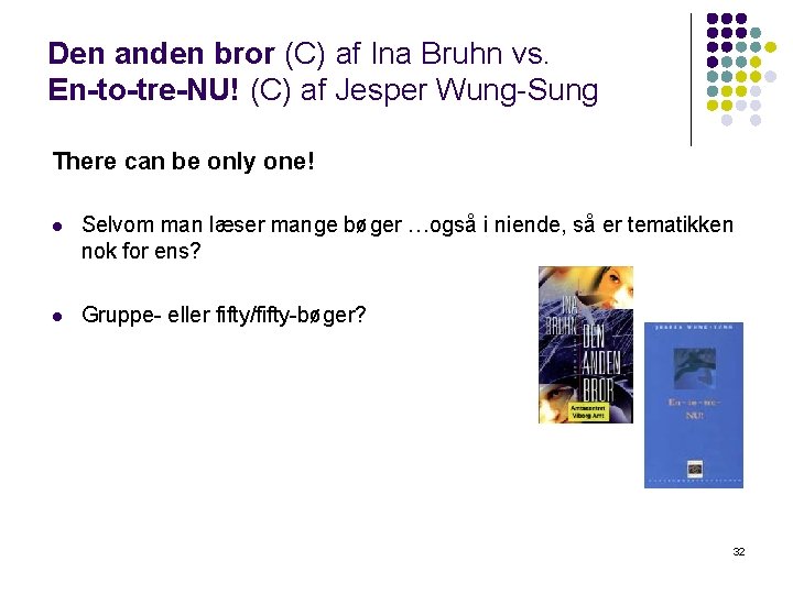 Den anden bror (C) af Ina Bruhn vs. En-to-tre-NU! (C) af Jesper Wung-Sung There