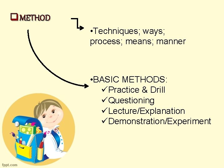 q METHOD • Techniques; ways; process; means; manner • BASIC METHODS: üPractice & Drill