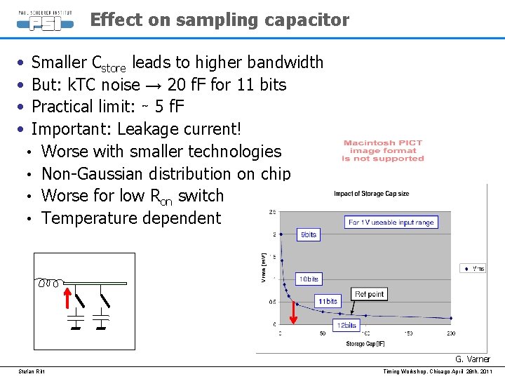 Effect on sampling capacitor • • Smaller Cstore leads to higher bandwidth But: k.