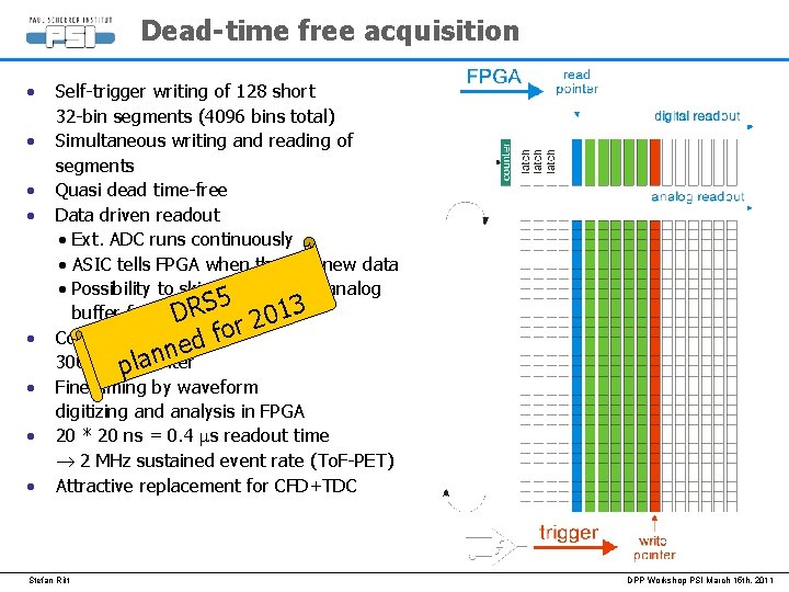 Dead-time free acquisition • • Self-trigger writing of 128 short 32 -bin segments (4096