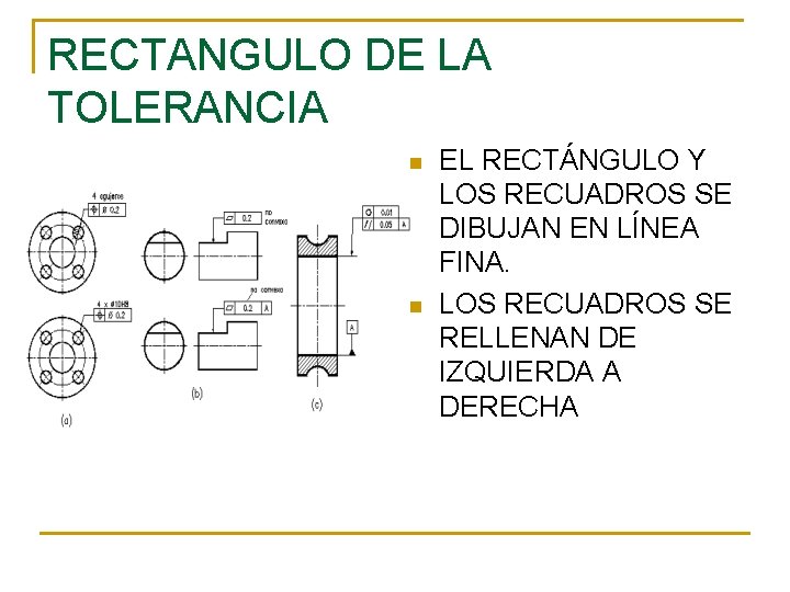 RECTANGULO DE LA TOLERANCIA n n EL RECTÁNGULO Y LOS RECUADROS SE DIBUJAN EN