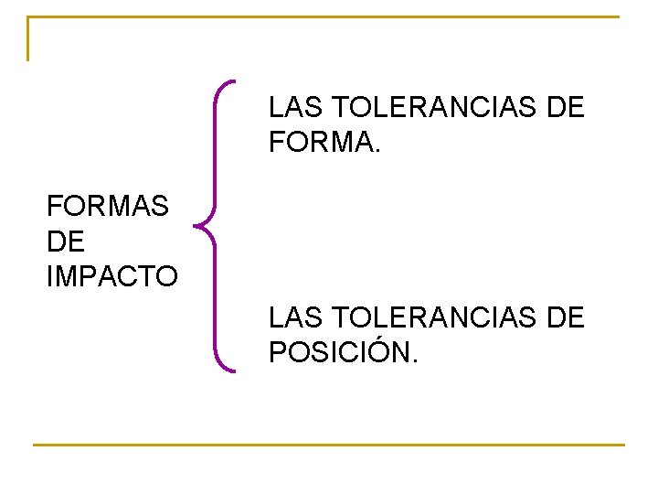LAS TOLERANCIAS DE FORMAS DE IMPACTO LAS TOLERANCIAS DE POSICIÓN. 