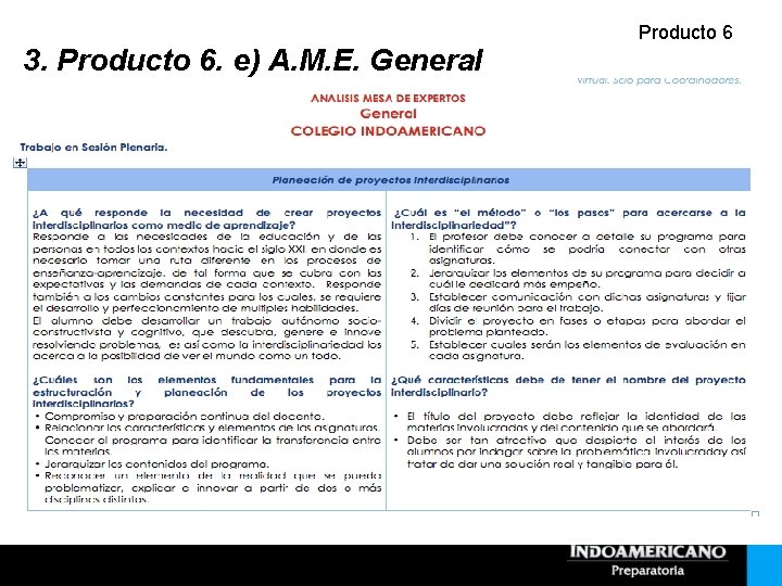 3. Producto 6. e) A. M. E. General Producto 6 