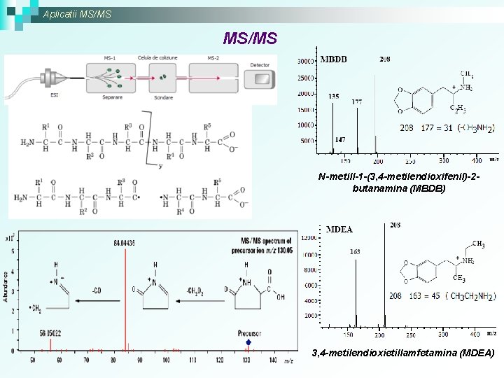 Aplicatii MS/MS N-metill-1 -(3, 4 -metilendioxifenil)-2 butanamina (MBDB) 3, 4 -metilendioxietillamfetamina (MDEA) 