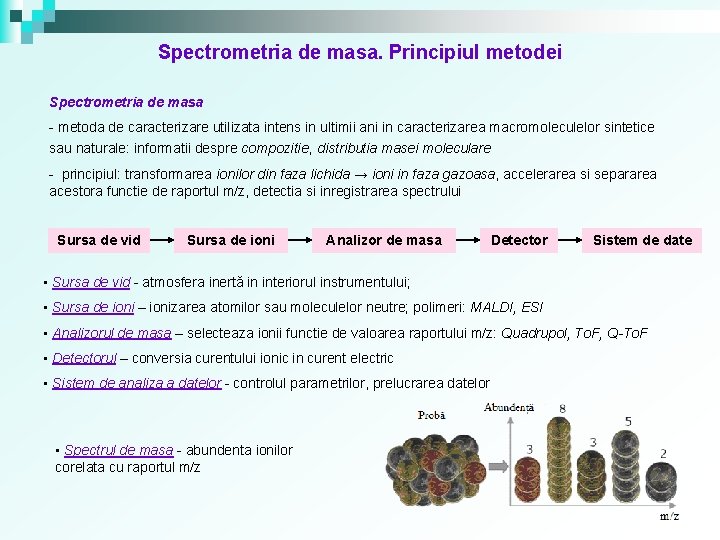 Spectrometria de masa. Principiul metodei Spectrometria de masa - metoda de caracterizare utilizata intens