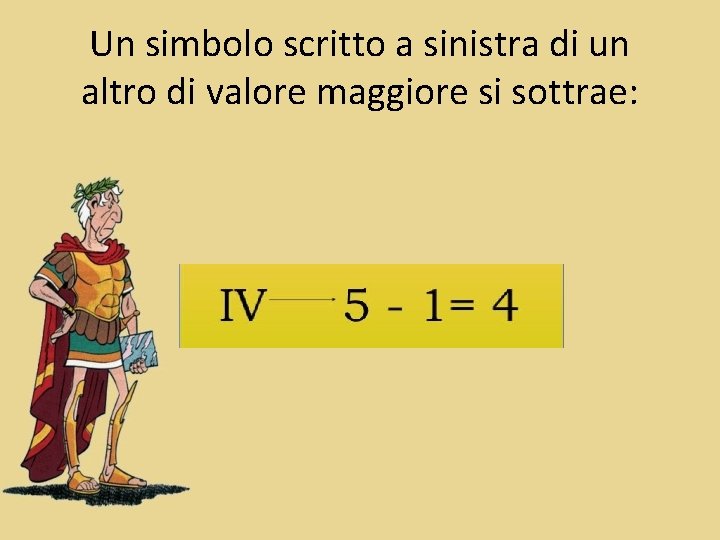 Un simbolo scritto a sinistra di un altro di valore maggiore si sottrae: 