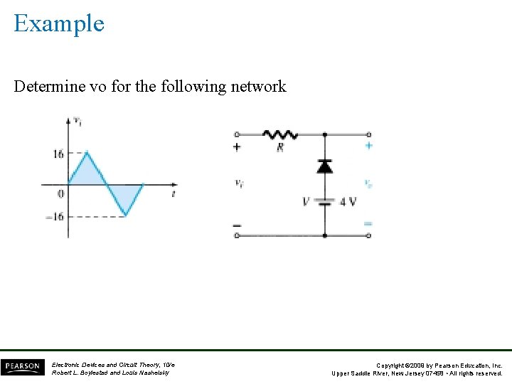 Example Determine vo for the following network Electronic Devices and Circuit Theory, 10/e Robert