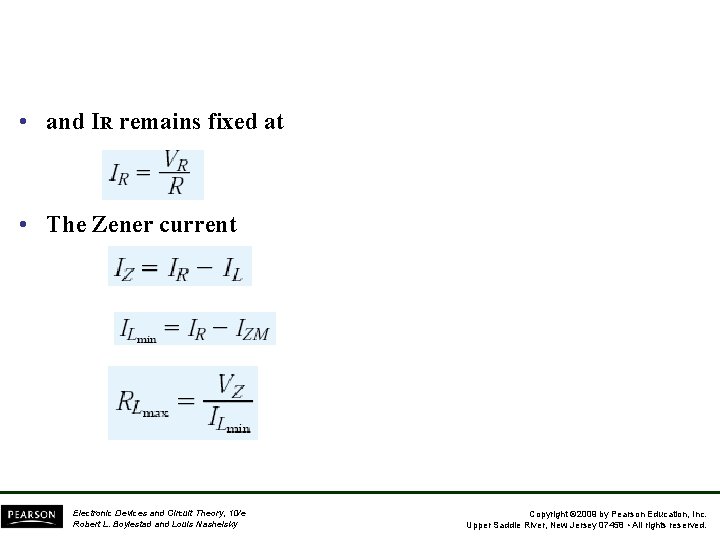  • and IR remains fixed at • The Zener current Electronic Devices and