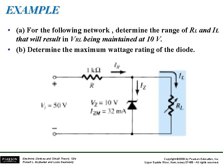 EXAMPLE • (a) For the following network , determine the range of RL and