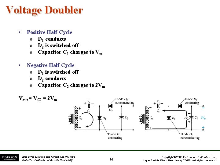 Voltage Doubler • Positive Half-Cycle o D 1 conducts o D 2 is switched