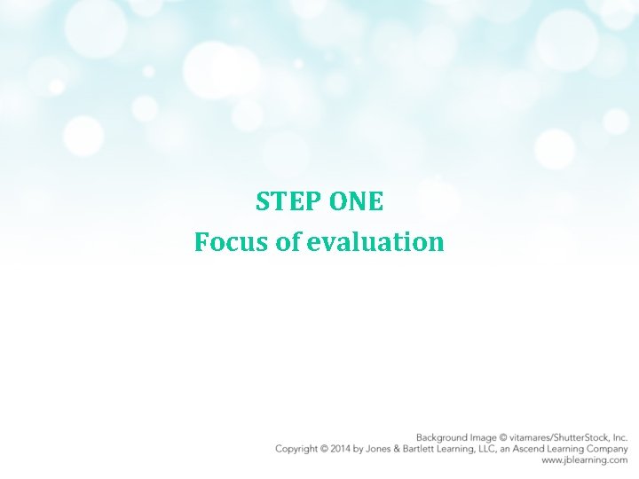 STEP ONE Focus of evaluation 