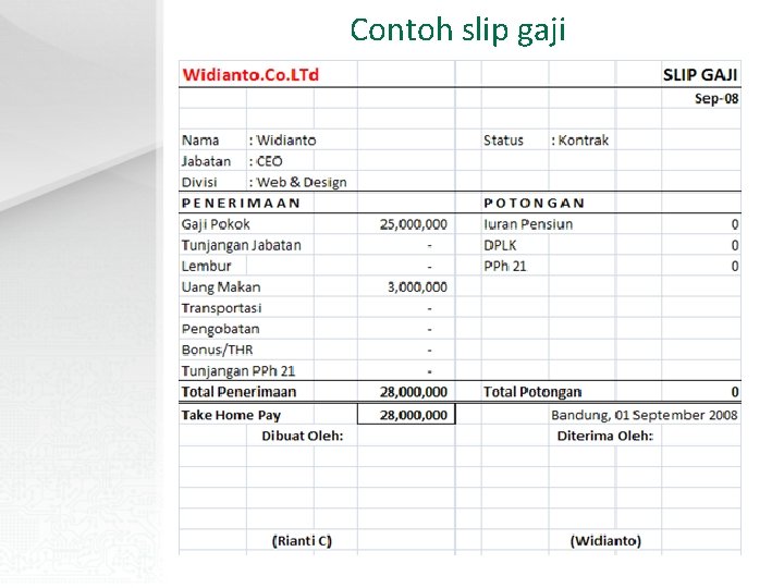 Contoh slip gaji Contoh slip gaji