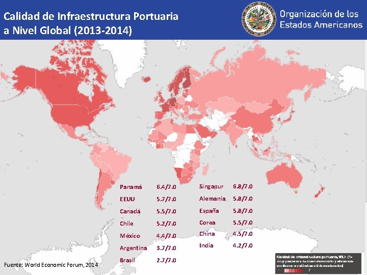 Calidad de Infraestructura Portuaria a Nivel Global (2013 -2014) Fuente: World Economic Forum, 2014