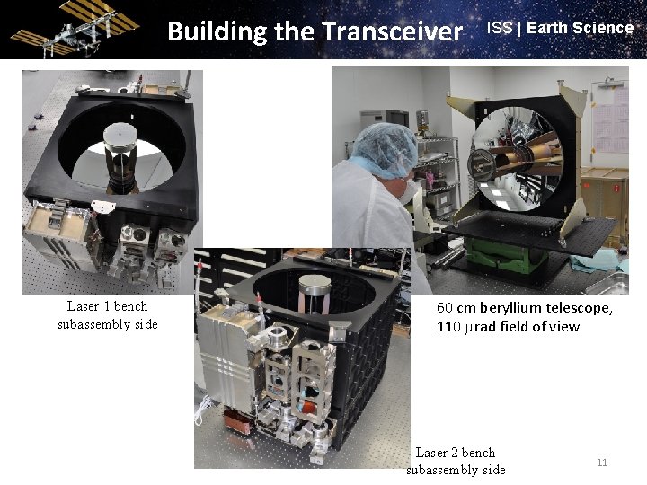 Building the Transceiver Laser 1 bench subassembly side ISS | Earth Science 60 cm Building the Transceiver Laser 1 bench subassembly side ISS | Earth Science 60 cm