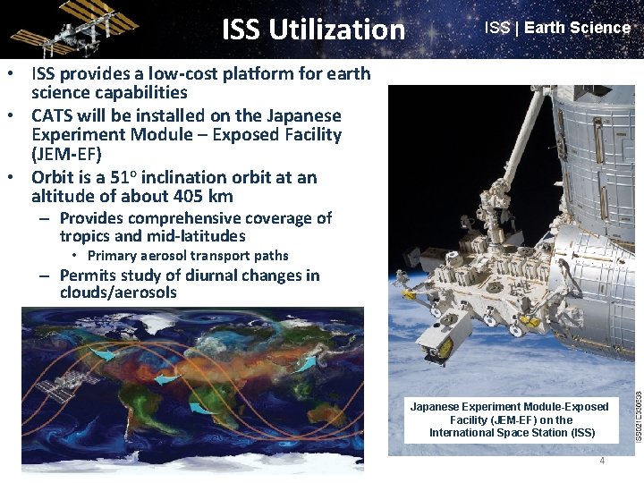 ISS Utilization ISS | Earth Science • ISS provides a low-cost platform for earth ISS Utilization ISS | Earth Science • ISS provides a low-cost platform for earth