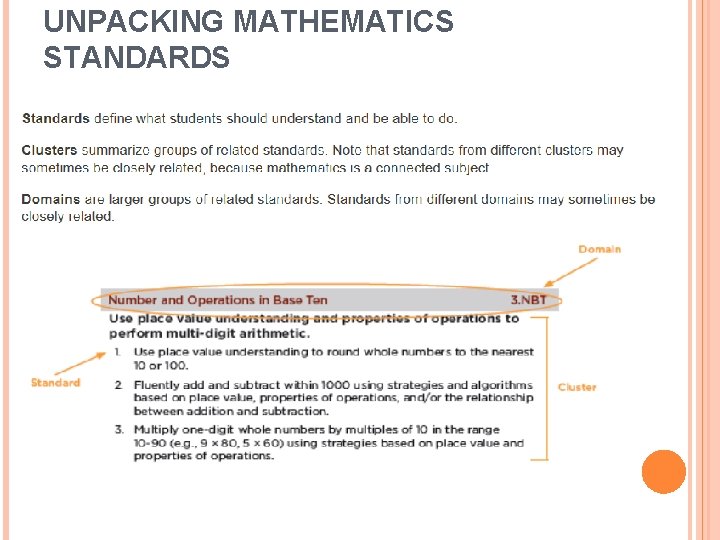 UNPACKING MATHEMATICS STANDARDS 