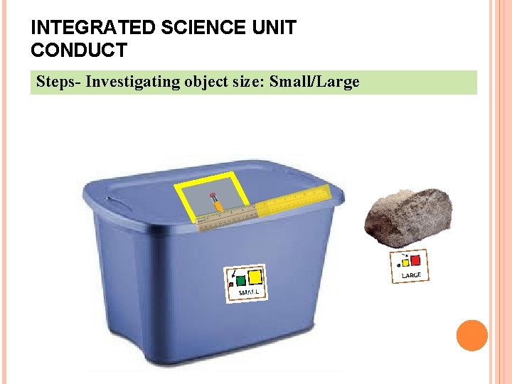 INTEGRATED SCIENCE UNIT CONDUCT Steps- Investigating object size: Small/Large 