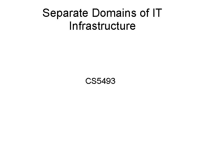 Separate Domains of IT Infrastructure CS 5493 