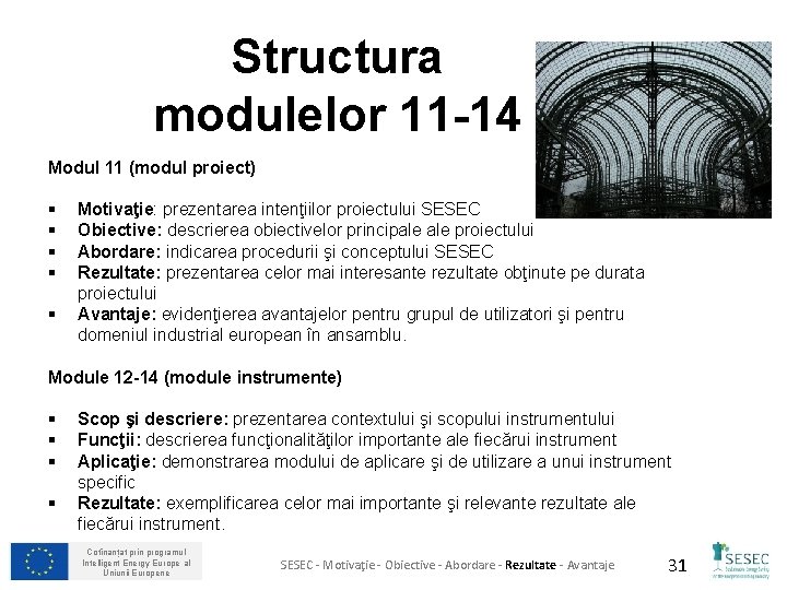 Structura modulelor 11 -14 Modul 11 (modul proiect) § § § Motivaţie: prezentarea intenţiilor