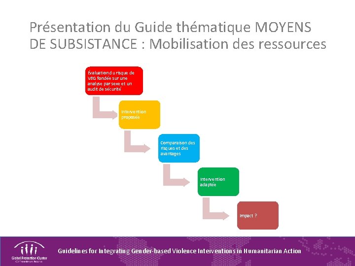 Présentation du Guide thématique MOYENS DE SUBSISTANCE : Mobilisation des ressources Évaluation du risque