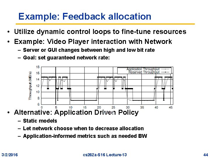 Example: Feedback allocation • Utilize dynamic control loops to fine-tune resources • Example: Video