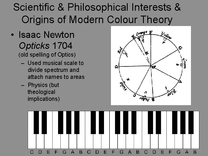 Scientific & Philosophical Interests & Origins of Modern Colour Theory • Isaac Newton Opticks