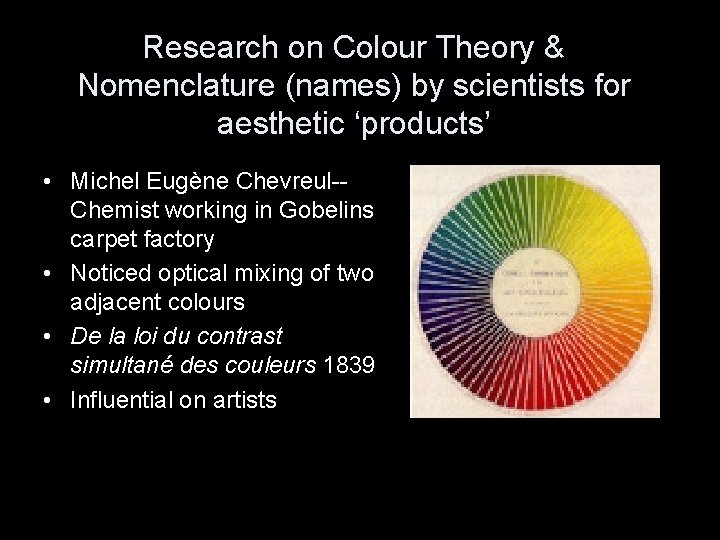 Research on Colour Theory & Nomenclature (names) by scientists for aesthetic ‘products’ • Michel