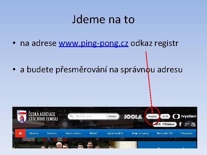 Jdeme na to • na adrese www. ping-pong. cz odkaz registr • a budete