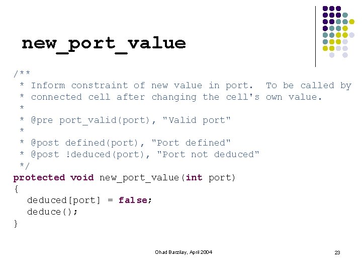 new_port_value /** * Inform constraint of new value in port. To be called by