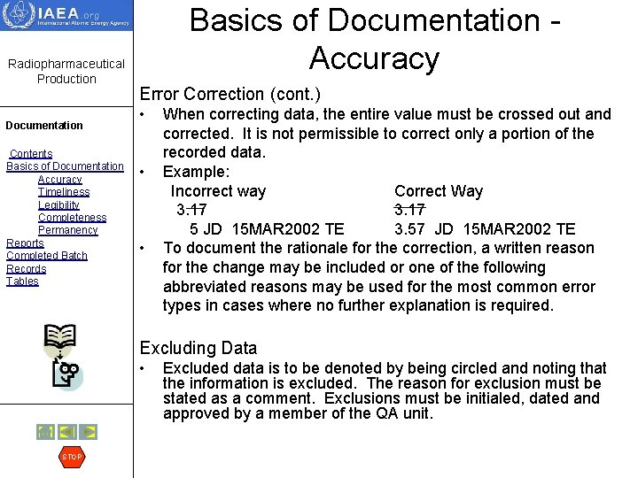 Radiopharmaceutical Production Documentation Contents Basics of Documentation Accuracy Timeliness Legibility Completeness Permanency Reports Completed