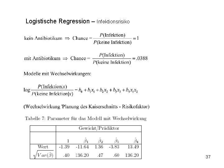 Logistische Regression – Infektionsrisiko 37 