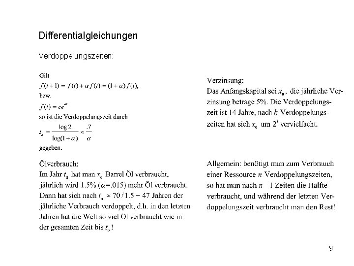 Differentialgleichungen Verdoppelungszeiten: 9 
