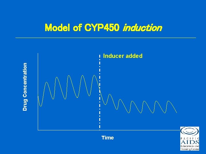 Model of CYP 450 induction Drug Concentration Inducer added Time 