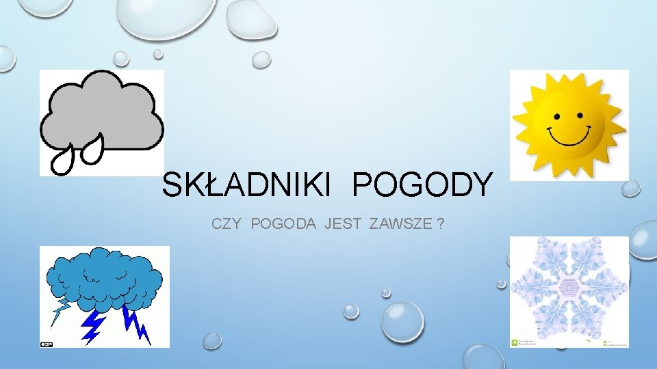 SKŁADNIKI POGODY CZY POGODA JEST ZAWSZE ? 