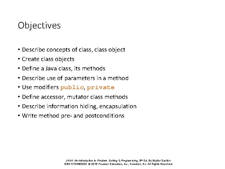 Objectives • Describe concepts of class, class object • Create class objects • Define Objectives • Describe concepts of class, class object • Create class objects • Define